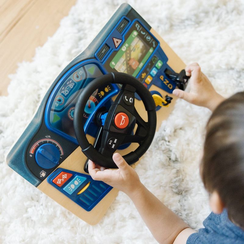 Melissa &#38; Doug Vroom &#38; Zoom Interactive Wooden Dashboard Steering Wheel Pretend Play Driving Toy, 6 of 11