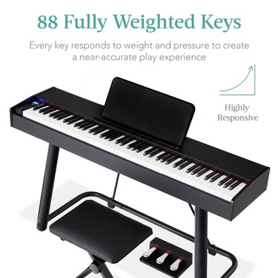 88-Key Black Digital Piano with Weighted Keys and Pedals