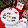 12 Pairs Christmas Clay Stud Earrings with Festive Holiday Designs. - 3 of 4
