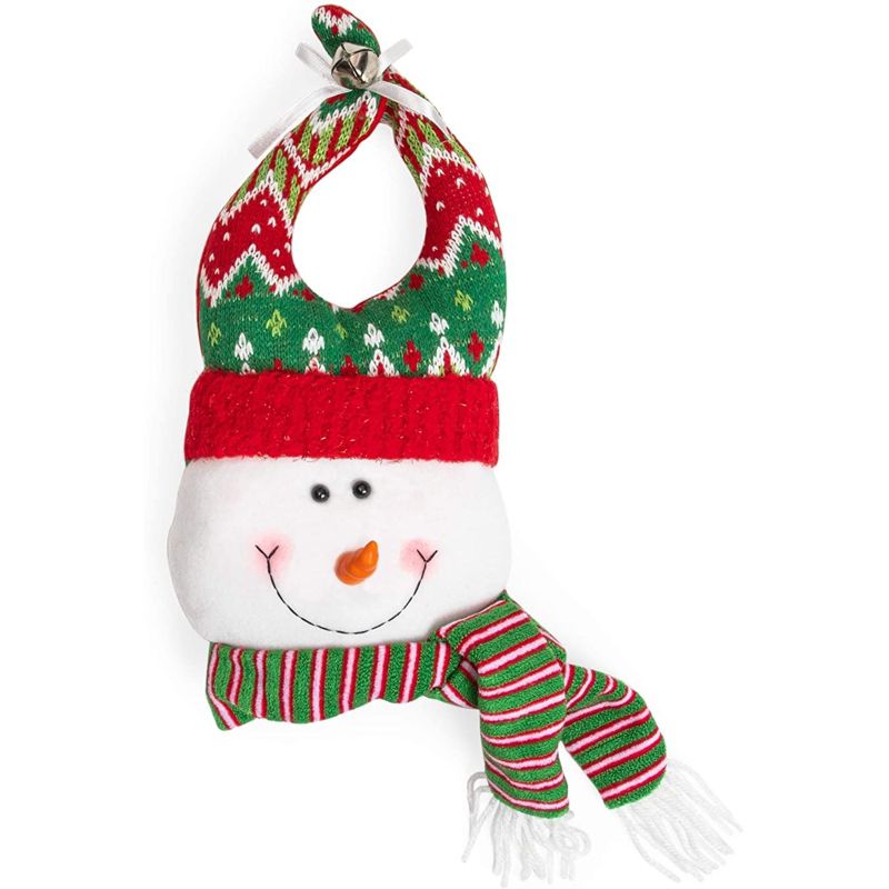Juvale 2 Pack Snowman and Santa Claus Door Hangers for Christmas Holiday Decorations (7 x 12 in), 3 of 9