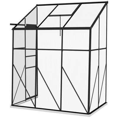 Outsunny 6' X 4' Lean-to Polycarbonate Greenhouse With Sliding Door ...