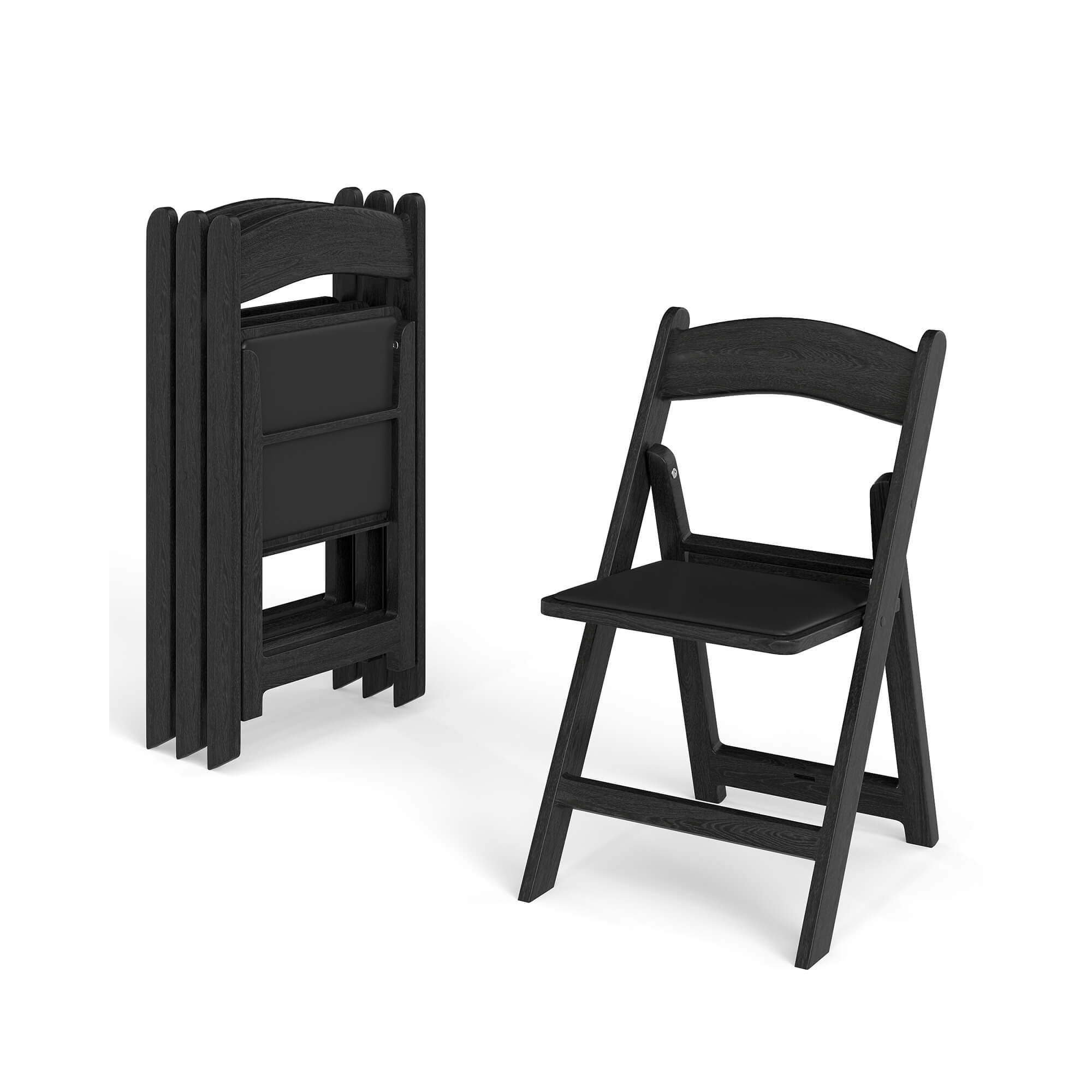 Costway 4 Pack Resin Folding Chairs with Padded Seat All-Weather Resin Frame Patio Black