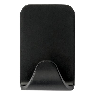 Small Matte Black Plastic Wall Hooks with Adhesive, Set of 4