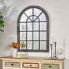 Traditional Arch Window Mirror,Vintage Entryway Mirror,Hallway Mirror,Art Deco Mirror,White Arched Window Pane Mirror With Wood Framed-The Pop Home - 3 of 4