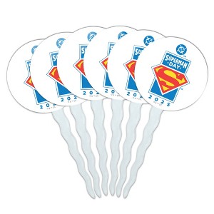 Superman Day 2025 Logo Cupcake Picks Toppers Decoration Set of 6 - 1 of 4