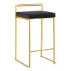 LumiSource Set of 3 Fuji Stacker Counter Height Barstools Gold/Black Velvet - 2 of 4