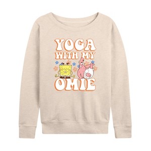 Women's - SpongeBob SquarePants - Yoga With My Omie Lightweight French Terry Wide Neck Long Sleeve Shirt - 1 of 4