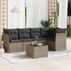 vidaXL 6 Piece Patio Sofa Set with Cushions Gray Poly Rattan - With Table - 2 of 4