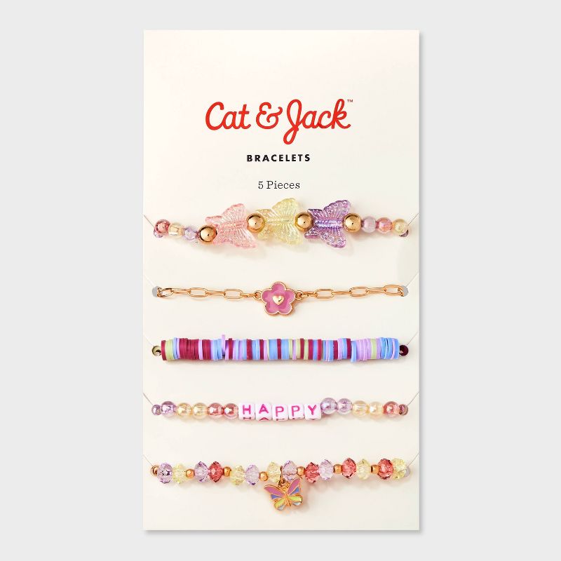 Girls&#39; 5pk Happy Beads Butterfly Bracelet Set - Cat &#38; Jack&#8482;, 3 of 5