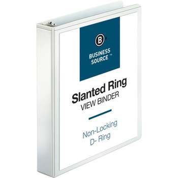 Business Source D-Ring Binder w/ Pockets 1-1/2" Capacity White 28441