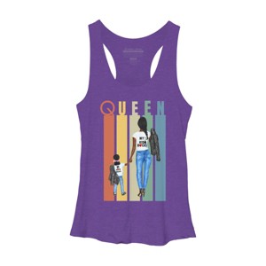 Women's Design By Humans Mother's Day Black Mom Queen Retro Stripes By duron4 Racerback Tank Top - 1 of 2