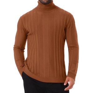 INSPIRE CHIC Men's Long Sleeve Solid Color Winter Knitted Turtleneck Pullover Sweater - 1 of 4