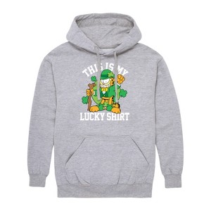 Men's - Garfield - This is My Lucky Shirt St. Patrick's Day Graphic Fleece Pullover Hoodie - 1 of 4
