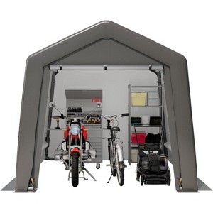 Outdoor Storage Shed, Portable Carport Shelter with Lockable Zipper Door, Durable Garage Tent for Motorcycles, Bikes & Tools, Features Roof Vents - 1 of 4