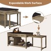 ORRD Extendable Kitchen Island with Power Outlets, Rolling Cart with Drawers & Shelves, Retro Mobile Storage（Natural） - 3 of 4