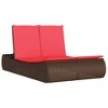 Double Sun Lounger with Cushions Brown Poly Rattan vidaXL - 2 of 4