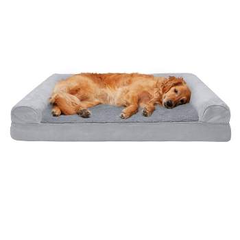 FurHaven Plush and Suede Cooling Gel Top Memory Foam Sofa Dog Bed