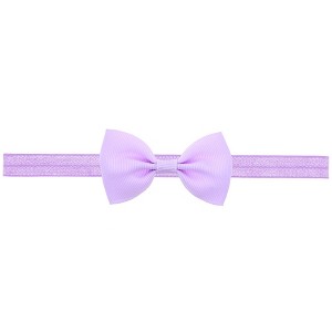 MyKids-Usa Newborn Baby 2 pcs. Small Size Bow Patched Pattern Solid Color Elastic Headband - 1 of 4