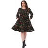 Agnes Orinda Women's Plus Size Floral Pleated Tiered Crew Neck Long Sleeve Casual Midi Dress with Pocket - 3 of 4