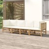 vidaXL Bamboo 4 Piece Patio Lounge Set with Cream White Cushions - Comfortable Outdoor Seating for Garden, Patio, Deck - Easy Assembly - 2 of 4