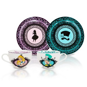 Silver Buffalo Disney Alice In Wonderland Mad Hatter Bone China Teacup and Saucer | Set of 2 - 1 of 4