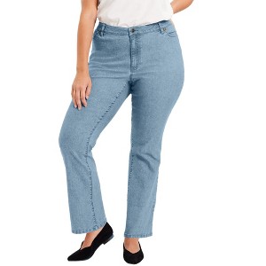 June + Vie by Roaman's Women's Plus Size Curvie Fit Bootcut Jeans - 1 of 4