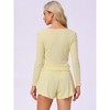 INSPIRE CHIC Women's Long Sleeve Button Shirts with Shorts 2 Pcs Pajamas Set - 4 of 4