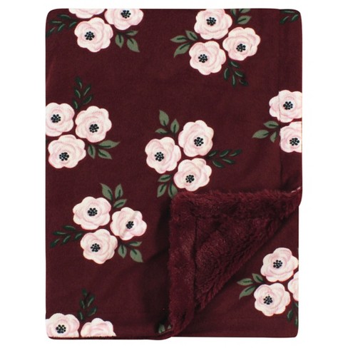 Burgundy plush 2024 blanket