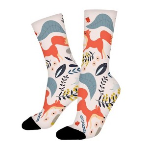 Cartoon Fox Women Printed Crew Socks Funny Funky Socks Soft Polyester Novelty Gifts for Artists Men - 1 of 1