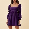 EXLURA Womens Square Neck Dress Long Puff Sleeve A-Line Casual Short Mini Dresses - 4 of 4