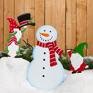 The Lakeside Collection 3-Pc. Gnomes Building a Snowman Stakes 3 Pieces - 1 of 4