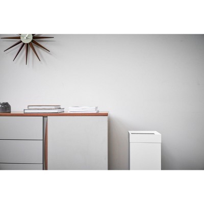 White Stainless Steel Tall Slim Trash Can with Lid