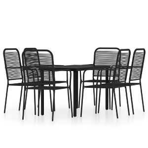 vidaXL Patio Dining Set Outdoor Dining Set Garden Table and Chair Set Black - 55.1" Table Length 6 Items - 1 of 4