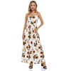 Women Strapless Floral Print Bohemian Boho Maxi Dress Casual Off Shoulder Beach Party Dress with Pockets - 2 of 4