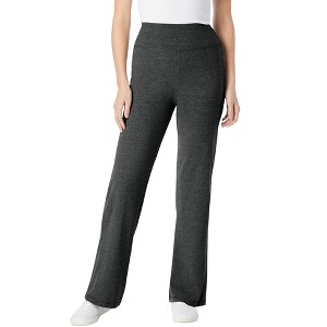 Woman Within Women's Plus Size Petite Stretch Cotton Wide Leg Pant - 1 of 4
