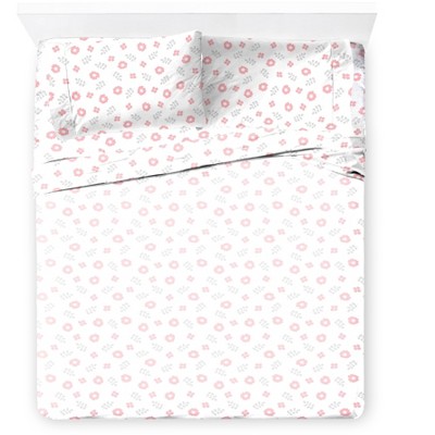 Pink Organic Cotton Floral Full Duvet Set