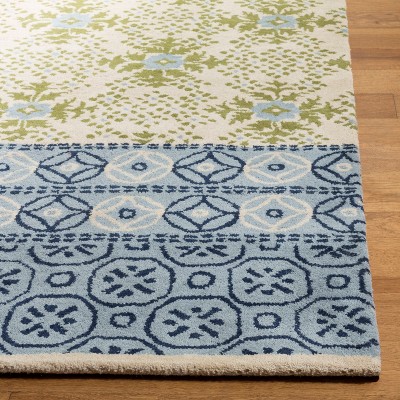 Hand-Tufted Artisan Blue Wool 5' Square Area Rug