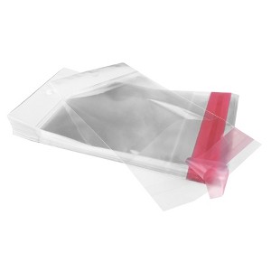 UOFFICE Clear Resealable Cellophane Bags 3.1" x 5.9" with Hanging Header - 1 of 4