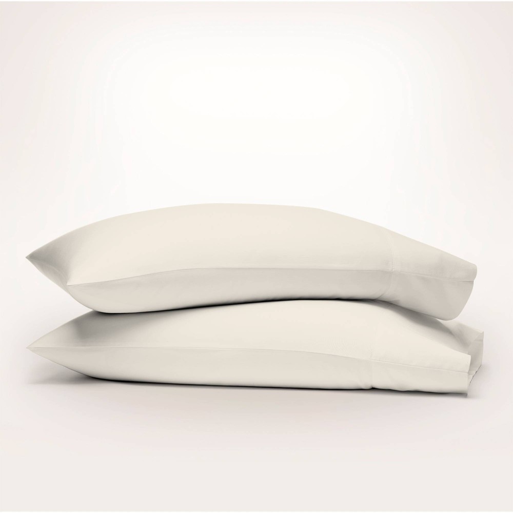 King 300 Thread Count Organic Cotton Brushed Percale Pillowcase Set Ivory - Purity Home: GOTS Certified, No Closure Design, Machine Washable