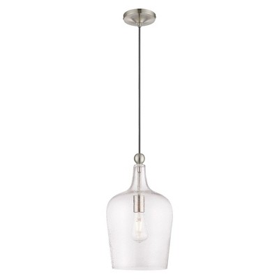Livex Lighting Art Glass 1 - Light Pendant in  Brushed Nickel
