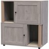Particle Board Cat Litter Cabinet, Double Layer Enclosure Furniture with Storage for Cat Hygiene, Hidden Litter Box Cabinet with Waste Organizer - 2 of 4