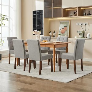 Acekool Set of 6 Washable Chairs - 22" Wide Linen Seats w/Steel Frame, Sage for Small Spaces & Gatherings - 1 of 4