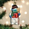 Old World Christmas Glass Blown Ornament for Christmas Tree, Snowman with Face Mask - 2 of 4