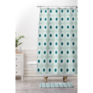 Schatzi Brown Retro Jumbo Daisy Mint Memory Foam Bath Rug White - Deny Designs: Machine Washable, Microfiber Bath Mat - 1 of 3