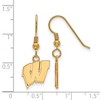 Black Bow Jewelry 14k Yellow Gold Plated Sterling Silver Wisconsin Badgers NCAA Dangle Earrings - 2 of 3