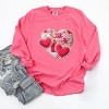 Hearts Patchwork Print - Women's Garment Dyed Long Sleeve Graphic T-Shirt - 2 of 4