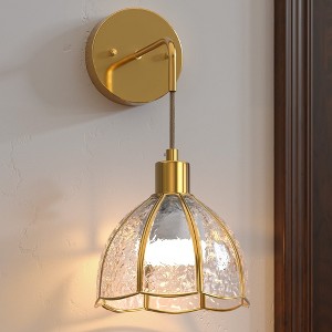 YANSUN 7.3 in. 1 Light Copper Plated Traditional Smart Home Wall Sconce with Dome Clear Segmented Glass Shade (2-Pack) - 1 of 1