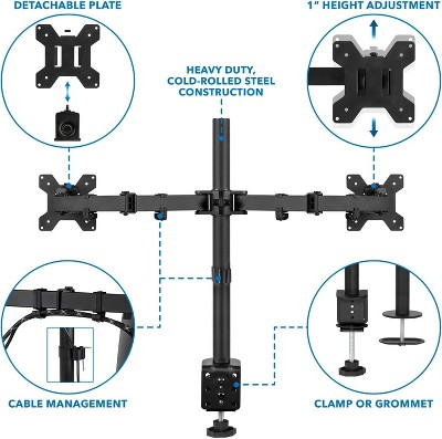 ErgoFlex Black Steel Dual Monitor Desk Mount, Full-Motion 19"-32"