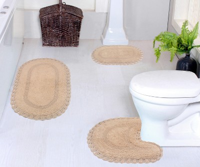 Hampton Crochet Collection Cotton Reversible Tufted Set of 3 Bath Rug Set - Home Weavers