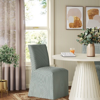 Kay Slipcovered Dining Chair in Micro Gingham Emerald - Threshold™